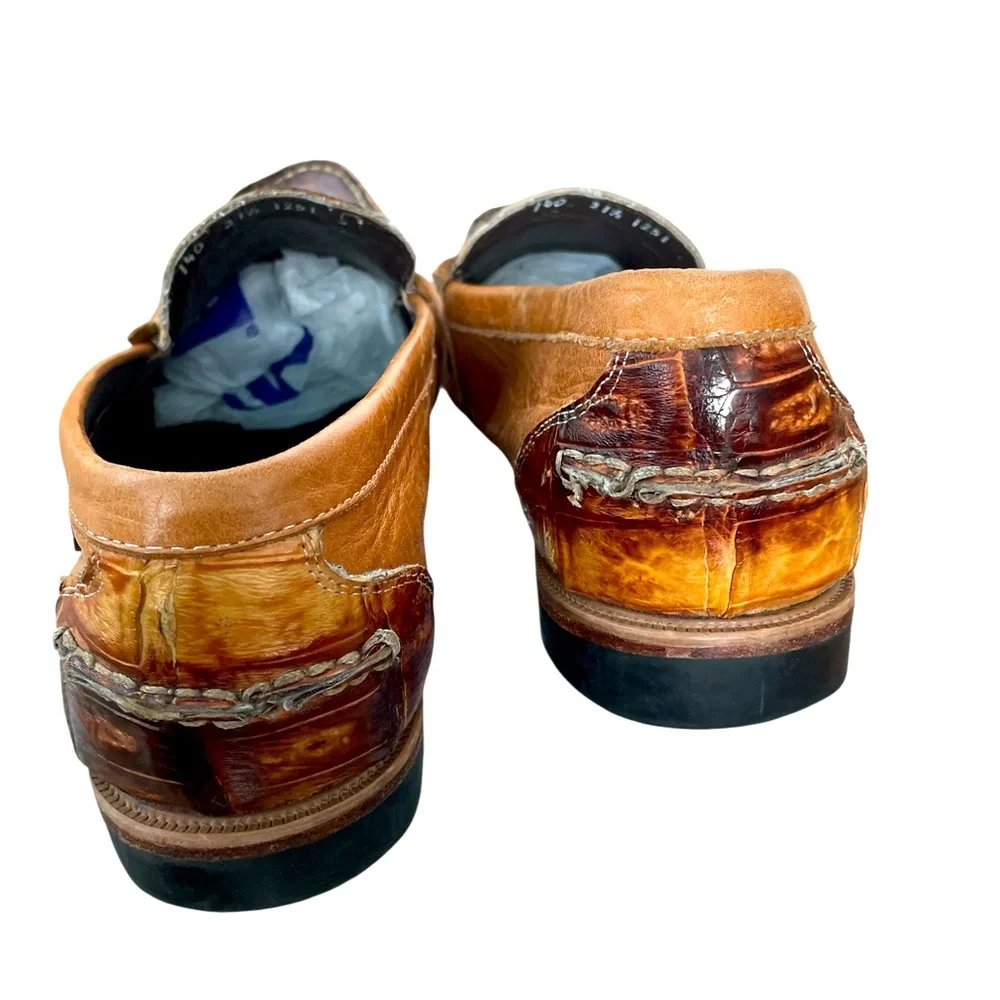 Jaca Mexican Hand made Mens Loafer Brown on BrownAlligator LookLeather Shoe 13.5